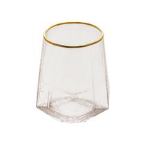 Cj 2 Copos Baixos de Cristal de Chumbo C/borda Dourada Taj 550ml