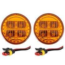 Cj 2 Lanterna Dianteira Ônibus 70mm Led 24V AM + 2conector