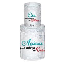 Cj 2 Latas Decorativas Porta Mantimento Açúcar 14cm e Chá 13cm Cj 2 Latas Decorativas Porta Mantimento Açúcar 14cm e Chá 13cm