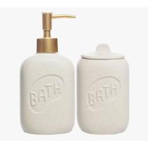 Cj 2 Pecas Para Banheiro De Ceramica Letters Bege Adicionar aos favoritos