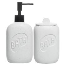 Cj 2 pecas para banheiro de ceramica letters branco