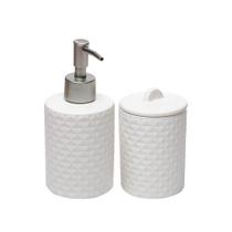 Cj 2 pecas para banheiro de ceramica petals branco