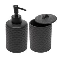 Cj 2 pecas para banheiro de ceramica petals preto