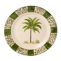 Cj 2 pratos de jantar onça tropical - feito à mão - luiz salvador