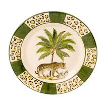 Cj 2 pratos de sobremesa onça tropical - feito à mão - luiz salvador