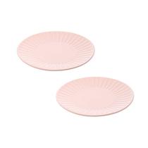 Cj 2 Pratos Para Sobremesa De Cerâmica Colibri Rosa 19Cm