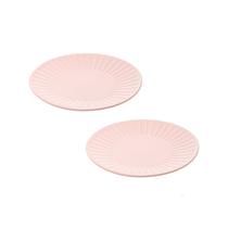 Cj 2 Pratos para Sobremesa de Cerâmica Colibri Rosa 19cm - Wolff