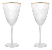CJ 2 TACAS DE VIDRO P/VINHO C/BORDA DOURADA LINES 400ml