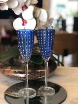 Cj 2 tacas para champanhe de vidro orquidea azul 200ml Cj 2 tacas para champanhe de vidro orquidea azul 200ml