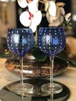 Cj 2 tacas para vinho de vidro orquidea azul 450ml Cj 2 tacas para vinho de vidro orquidea azul 450ml