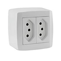 Cj 2 tomadas 10a 250v~ monobloco slim box Cj 2 tomadas 10a 250v~ monobloco slim box