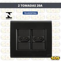 Cj 2 tomadas 20a 4x4 liz grafite tramontina