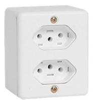 Cj 2 tomadas 2p t 10a 250v box ref 63120 - ilumi Cj 2 tomadas 2p t 10a 250v box ref 63120 - ilumi