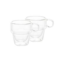 Cj 2 Xicara Café Chá Dupla Parede De Vidro 90ml Wolff