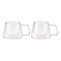 Cj.2 Xícaras Cafe/Chá Dupla Parede Vidro Borossilicato 180ml