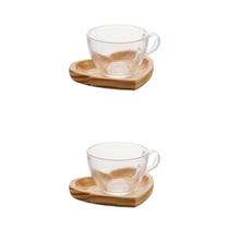 Cj 2 Xicaras Com Pires Madeira 13467 Cj 2 Xicaras Com Pires Madeira 13467