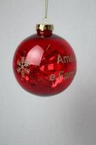 Cj 3 Bolas De Natal Decorada Vermelha Com Dourado 10cm