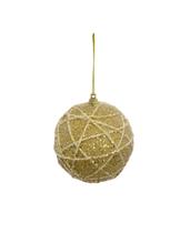 Cj 3 Bolas Decoradas De Natal Dourado 8cm