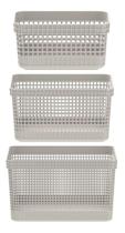Cj 3 Caixas Organizadoras Cestos Grid Closet Quarto Bebê