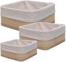 Cj 3 cestas quadradas com forro em tecido cozy bambu