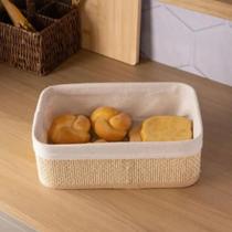 Cj 3 cestas retangulares com forro em tecido cozy bambu Cj 3 cestas retangulares com forro em tecido cozy bambu