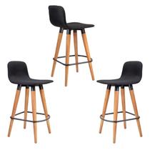 CJ 3 Meia Banquetas Línea Madeira em Linho Sofisticado Preto