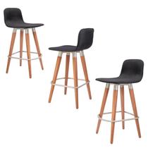 CJ 3 Meia Banquetas Línea Pés Anti Risco em Carvalho Preto