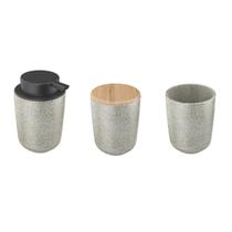 Cj 3 peças banheiro dispenser porta escova algodão reativo branco osaka Cj 3 peças banheiro dispenser porta escova algodão reativo branco osaka