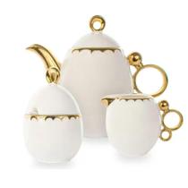 Cj 3 Peças P/ Chá e Café em Porcelana Luxo Egg - Wolff