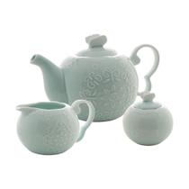 Cj.3 Peças Porcelana p/ Chá Butterfly Azul Cj.3 Peças Porcelana p/ Chá Butterfly Azul