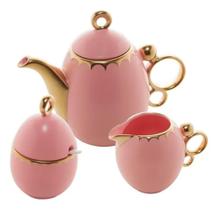 Cj 3pc porcelana p/cha egg rosa matt - Wolff