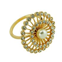 Cj.4 Aneis P/Guardanapo de Mesa de Zinco Botao Dourado 5x5cm