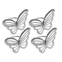 Cj 4 Anéis Para Guardanapos Butterfly Prateado Metal Wolff Cj 4 Anéis Para Guardanapos Butterfly Prateado Metal Wolff