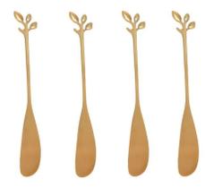 Cj 4 espatulas em aco inox folhas dourado - Rojemac Cj 4 espatulas em aco inox folhas dourado - Rojemac