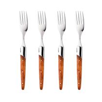 Cj.4 Garfos p/Mesa em Aço Inox c/Cabo Madeira Laguiole 22cm