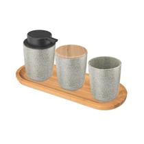 Cj 4 peças banheiro bandeja dispenser porta escova algodão reativo branco osaka Cj 4 peças banheiro bandeja dispenser porta escova algodão reativo branco osaka