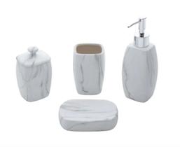 Cj 4 Pecas Ceramica P/ Banheiro Marble