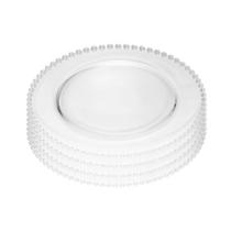 Cj 4 pratos rasos cristal wolff bolinha pearl 28cm Cj 4 pratos rasos cristal wolff bolinha pearl 28cm