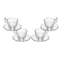 Cj 4 xicaras de cafe de cristal ecologico com pires bird 80ml