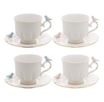 Cj 4 Xícaras P/ Chá Porcelana Birds 200ml Wolff Cj 4 Xícaras P/ Chá Porcelana Birds 200ml Wolff