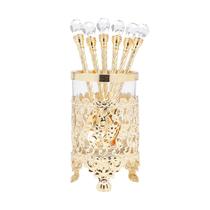 Cj 6 Colheres C/ Suporte de Zamac Dourada 14cm Lyor Cj 6 Colheres C/ Suporte de Zamac Dourada 14cm Lyor