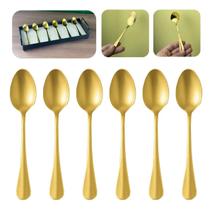 Cj 6 Colheres Para Café Chá Sobremesa De Aço Inox Positano Cor Dourado 12cm Lyor