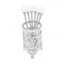 Cj 6 colheres zamac c/suporte niquelado crystal 14cm - wolff Cj 6 colheres zamac c/suporte niquelado crystal 14cm - wolff