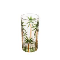 Cj 6 Copos Altos Cristal Palm Tree Handpaint 330Ml