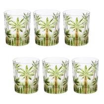 CJ 6 Copos Baixos Cristal Palm Tree Hand Paint 340ml - Wolff CJ 6 Copos Baixos Cristal Palm Tree Hand Paint 340ml - Wolff