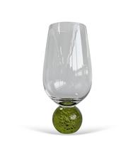 Cj.6 Copos Vidro Transparente Globe c/Base Esfera Verde 550ml