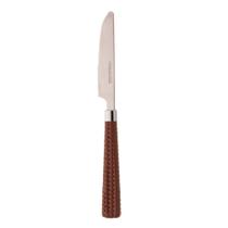 Cj 6 Facas de Sobremesa Inox com Cabo Plástico Marrom 20,5cm - LYOR Cj 6 Facas de Sobremesa Inox com Cabo Plástico Marrom 20,5cm - LYOR