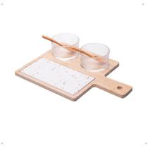Cj 6 Peças Petisqueiras Bandeja Bambu e Tábua Terrazo 32cm Cj 6 Peças Petisqueiras Bandeja Bambu e Tábua Terrazo 32cm