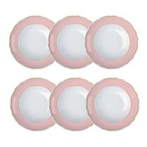 Cj. 6 Pratos Fundos De Porcelana Versa Royal Rosé Germer Cj. 6 Pratos Fundos De Porcelana Versa Royal Rosé Germer