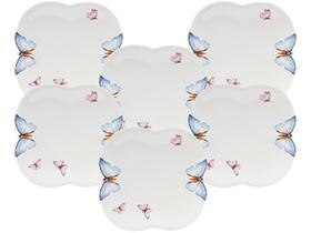 Cj 6 Pratos Rasos De Porcelana Borboletas Wolff